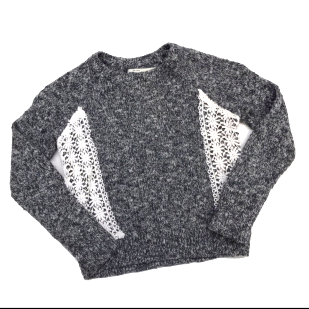 Abercrombie grey marbled lace insert sweater